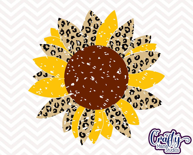 Sunflower - Leopard Print Sunflower - Grunge Sunflower SVG Crafty Mama Studios 