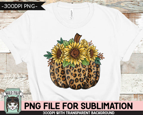 Sunflower Leopard Pumpkin SUBLIMATION design PNG, Floral Pumpkin png file, Flower Pumpkin sublimation, Fall png, Autumn png, Halloween png, Thanksgiving png Sublimation Wild Pilot 