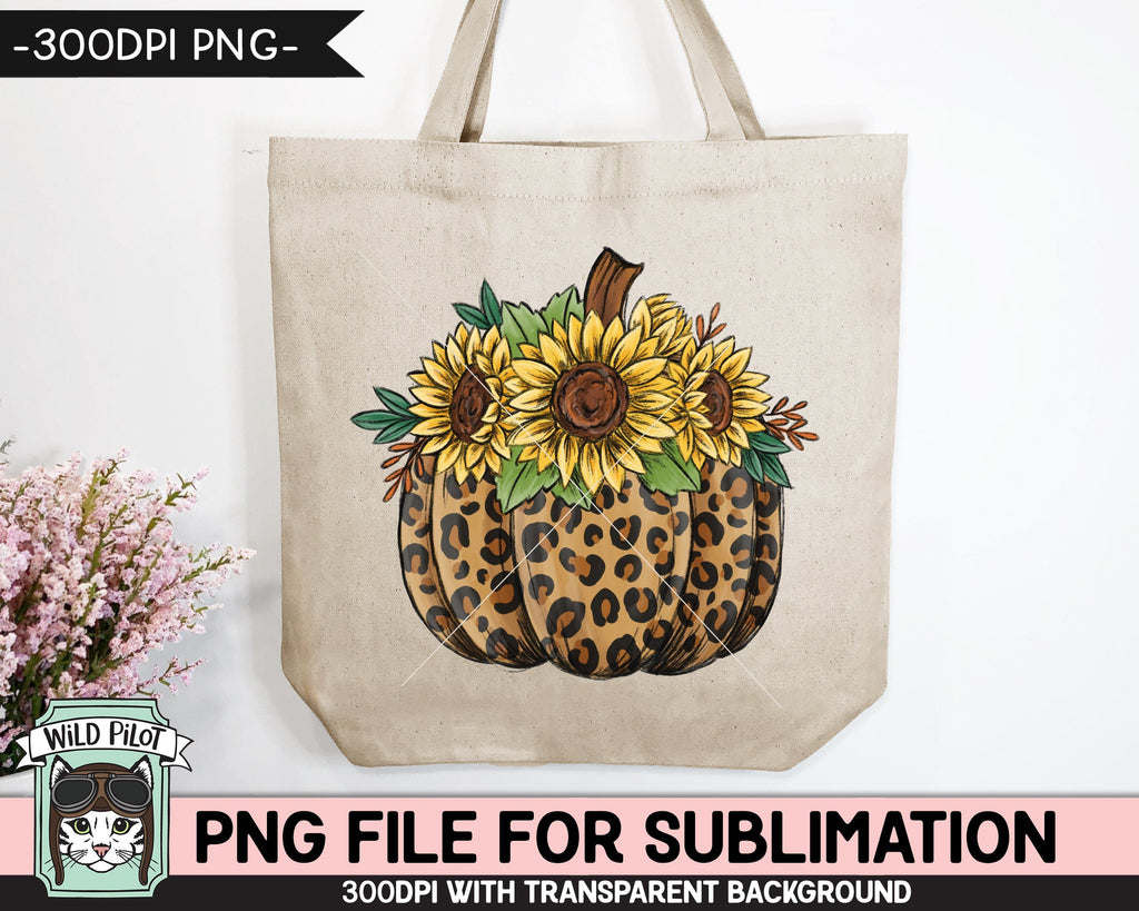 Sunflower Leopard Pumpkin SUBLIMATION design PNG, Floral Pumpkin png ...