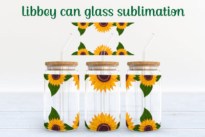 Sunflower libbey can glass sublimation | Summer sublimation Sublimation Svetana Studio 