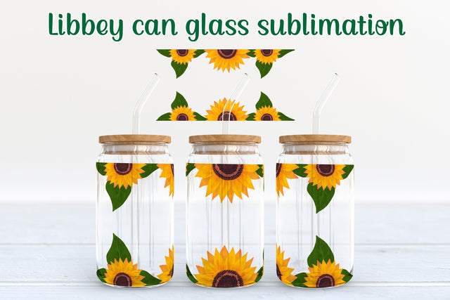 Sunflower libbey can glass sublimation | Summer sublimation Sublimation Svetana Studio 