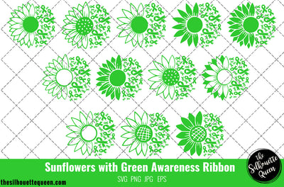 Sunflower Liver Cancer Green Ribbon SVG,Liver Cancer Awareness Svg, Cricut files, Svg cut file to use Cricut SVG Loveleen Kaur 