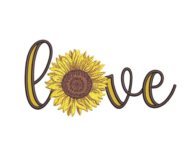 Sunflower Love Embroidery Design, 3 sizes, Instant Download Embroidery/Applique DESIGNS Nino Nadaraia 