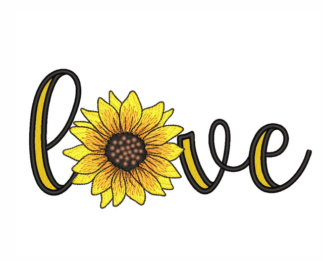 Sunflower Love Embroidery Design, 4 sizes Embroidery/Applique DESIGNS Nino Nadaraia 