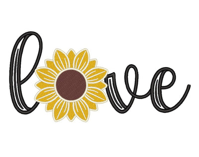 Sunflower Love Embroidery Design, Sunflower Embroidery Design, Love Embroidery Design, 4 sizes Embroidery/Applique DESIGNS Nino Nadaraia 