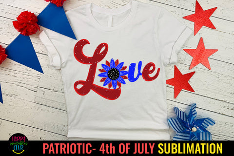 Sunflower Love Patriotic Sublimation I July 4 Sublimation Sublimation Happy Printables Club 