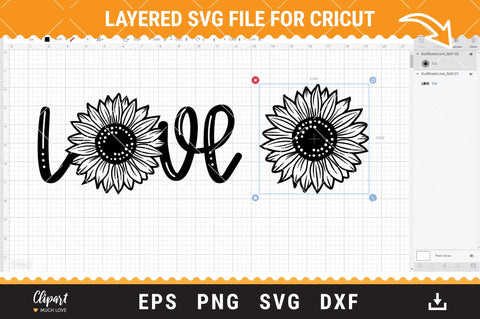 Sunflower Love SVG, DXF, PNG. Sunflower T-shirt SVG SVG ClipartMuchLove 
