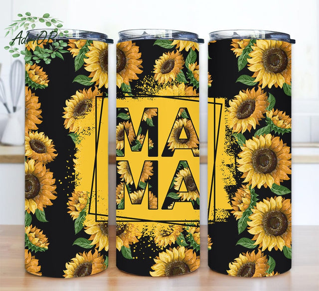 Sunflower Mama 20oz Skinny Tumbler Png, Mother's Day Tumbler Png, Flower Tumbler, Floral, Mama Tumbler Png, Western Mama Tumbler Png Download Sublimation AdriOP 