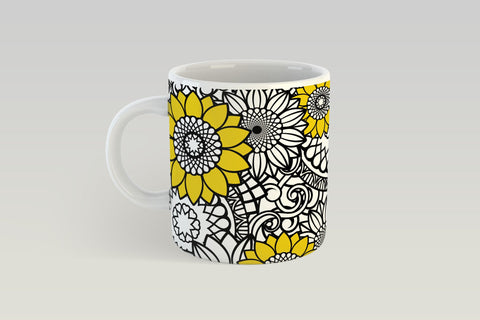 Sunflower Mandala Mug Sublimation, Full Mug Wrap Sublimation, Mug Sublimation with Flowers. Sublimation Elinorka 
