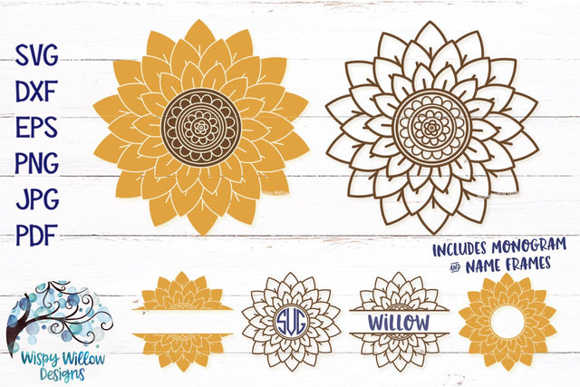 Sunflower Mandala SVG Bundle SVG Wispy Willow Designs 