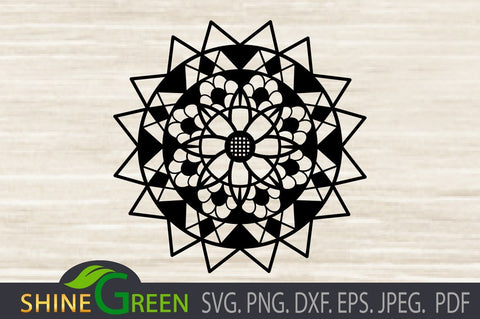 Sunflower Mandala SVG, PNG, EPS, DXF SVG Shine Green Art 