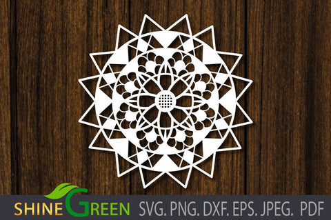 Sunflower Mandala SVG, PNG, EPS, DXF SVG Shine Green Art 