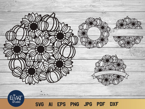 Sunflower Mandala SVG, Split Monogram SVG, Fall SVG. SVG Elinorka 