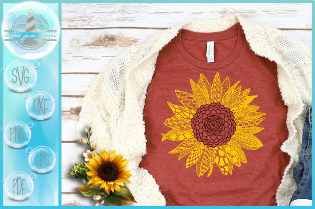 Sunflower Mandala Zentangle SVG SVG Harbor Grace Designs