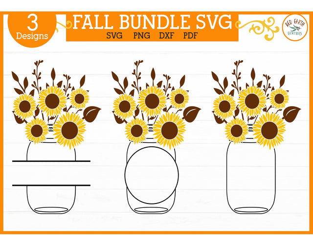 Sunflower mason jar bundle,mason jar monograms svg,fall svg SVG Redearth and gumtrees 