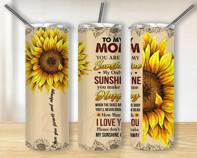 Sunflower Mom 20 oz Skinny Tumbler Sublimation Designs For Straight/Tapered PNG Files Digital Download Sublimation BouDesign 