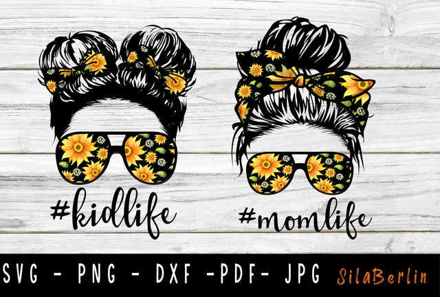 Sunflower Mom Kid Life SVG, Mom Skull svg, Mom Kid life Sunflower svg, Hair Sunglasses svg, , Sublimation Design, Digital Download SVG SilaBerlin 