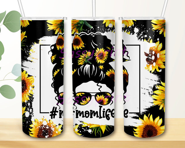 Sunflower mom life, tye dye mom life, tye dye Sunflower, tye dye Sunflower mom life 20 oz skinny, mom life tumbler, messy bun mom sunflower Digital Download Sublimation sassyprint 