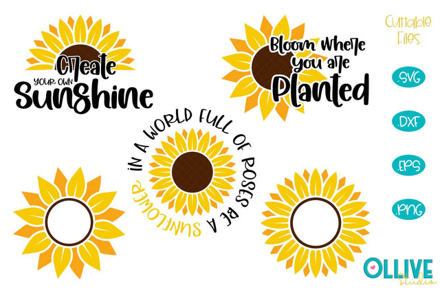 Sunflower Monogram and Quotes SVG Bundle SVG Ollive Studio 