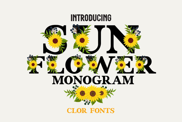 Sunflower Monogram Color Fonts Font Fox7 By Rattana 