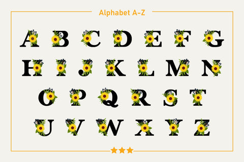 Sunflower Monogram Color Fonts Font Fox7 By Rattana 