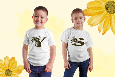 Sunflower Monogram Font Illushvara Design 