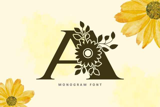 Sunflower Monogram Font Illushvara Design 