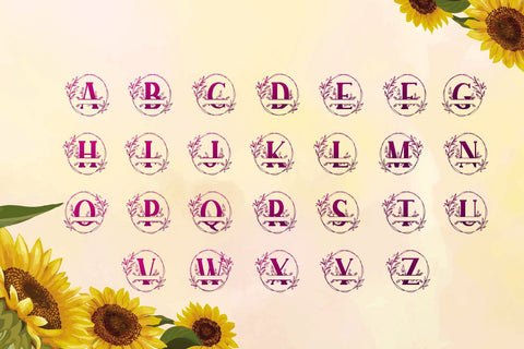 Sunflower Monogram Font Mozarella 