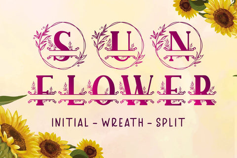 Sunflower Monogram Font Mozarella 