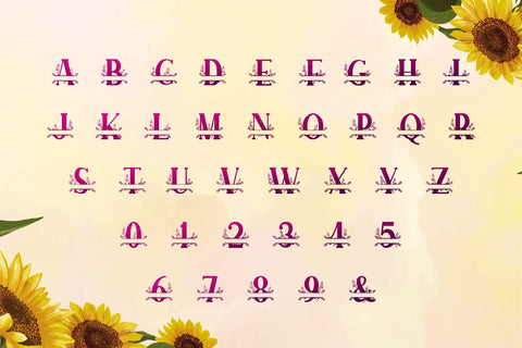 Sunflower Monogram Font Mozarella 