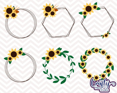 Sunflower - Monogram Frame - Summer - Sunflower Bundle SVG Crafty Mama Studios 