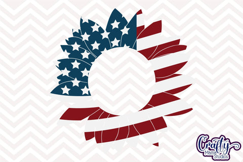 Sunflower - Monogram Sunflower - 4th of July - American Flag SVG Crafty Mama Studios 