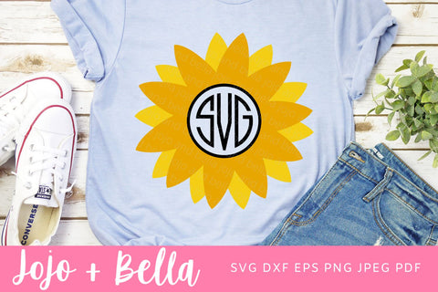 Sunflower Monogram Svg Bundle, Split Sunflower Monogram Svg, Sunflower Svg Bundle, Sunflower Monogram Svg, Cut Files For Cricut, Silhouette SVG Jojo&Bella 