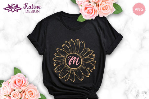 Sunflower monogram svg Bundle, sunflower svg, sunflower outline, sunflower silhouette, flower border svg, floral frame svg, sunflower clipart, sunflower png, sunflower frame, cricut sunflower svg, flower svg, floral svg, svg files for cricut SVG KatineDesign 
