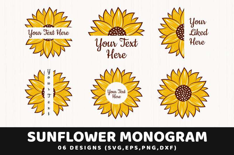 Sunflower Monogram SVG Bundle SVG futivesvg 