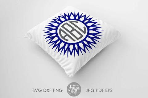 Sunflower monogram SVG, cut file, monogram frame SVG SVG Artisan Craft SVG 