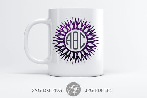 Sunflower monogram SVG, cut file, monogram frame SVG SVG Artisan Craft SVG 