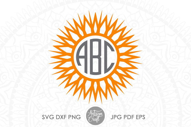 Sunflower monogram SVG, cut file, monogram frame SVG SVG Artisan Craft SVG 