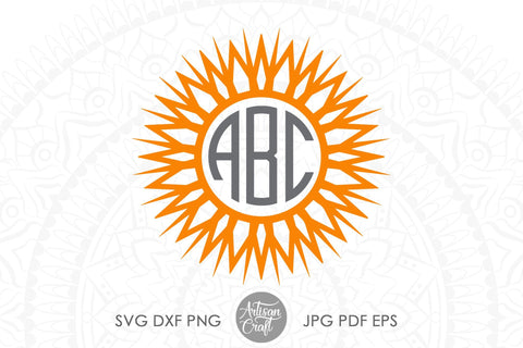 Sunflower monogram SVG, cut file, monogram frame SVG SVG Artisan Craft SVG 