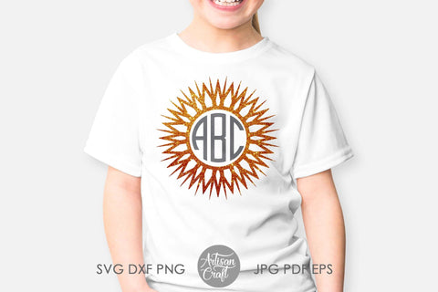 Sunflower monogram SVG, cut file, monogram frame SVG SVG Artisan Craft SVG 