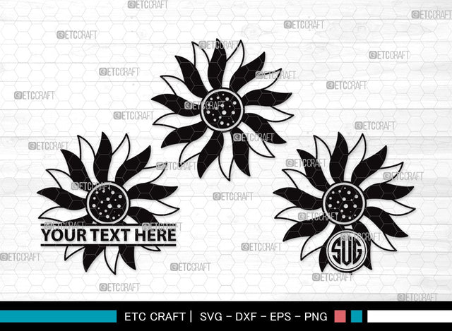 Sunflower Monogram SVG | Sunflower Bundle | Sunflower Clipart | Sunflower Vector Cutting files | Floral SVG | Sunflower Clipart SVG ETC Craft 