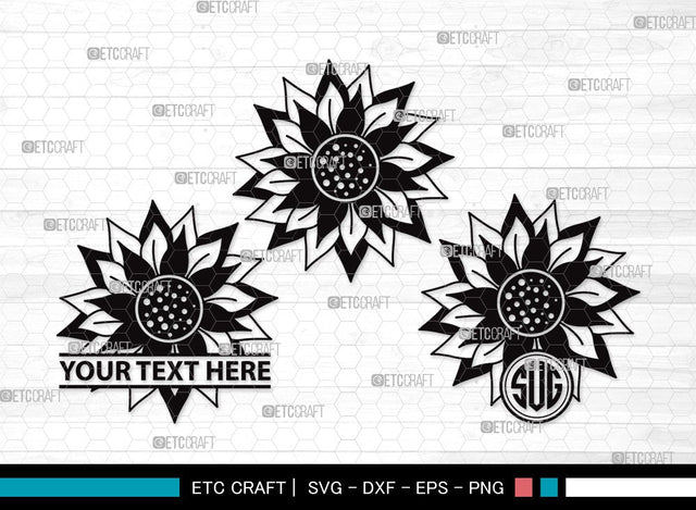 Sunflower Monogram SVG | Sunflower Bundle | Sunflower Clipart | Sunflower Vector Cutting files | Floral SVG | Sunflower Clipart SVG ETC Craft 