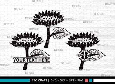Sunflower Monogram SVG | Sunflower Bundle | Sunflower Clipart | Sunflower Vector Cutting files | Floral SVG | Sunflower Clipart SVG ETC Craft 