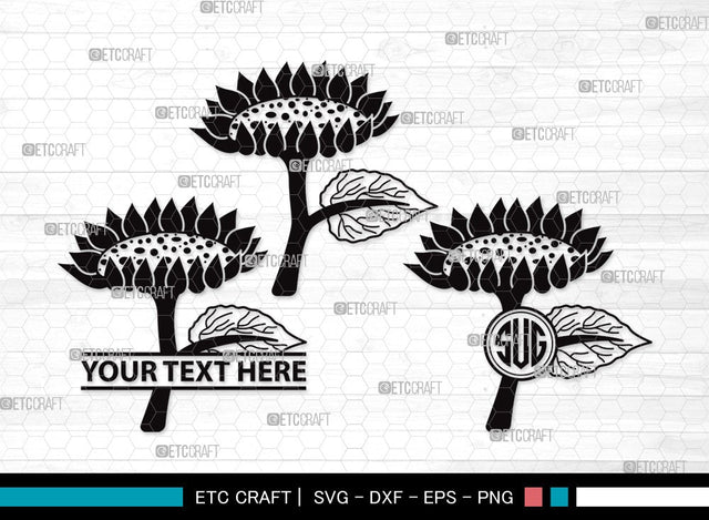 Sunflower Monogram SVG | Sunflower Bundle | Sunflower Clipart | Sunflower Vector Cutting files | Floral SVG | Sunflower Clipart SVG ETC Craft 
