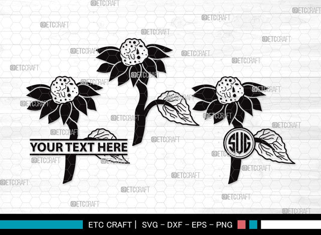 Sunflower Monogram SVG | Sunflower Bundle | Sunflower Clipart | Sunflower Vector Cutting files | Floral SVG | Sunflower Clipart SVG ETC Craft 