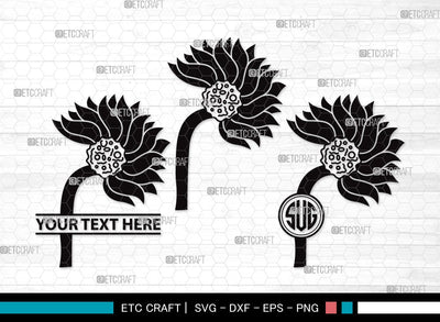 Sunflower Monogram SVG | Sunflower Bundle | Sunflower Clipart | Sunflower Vector Cutting files | Floral SVG | Sunflower Clipart SVG ETC Craft 
