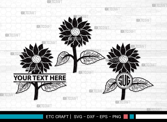Sunflower Monogram SVG | Sunflower Bundle | Sunflower Clipart | Sunflower Vector Cutting files | Floral SVG | Sunflower Clipart SVG ETC Craft 