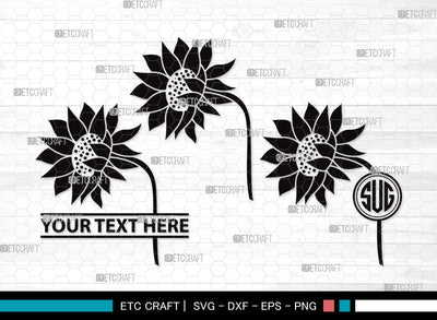 Sunflower Monogram SVG | Sunflower Bundle | Sunflower Clipart | Sunflower Vector Cutting files | Floral SVG | Sunflower Clipart SVG ETC Craft 
