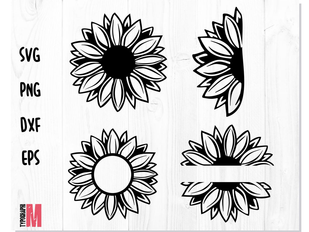 Sunflower Monogram SVG | Sunflower SVG Bundle - So Fontsy