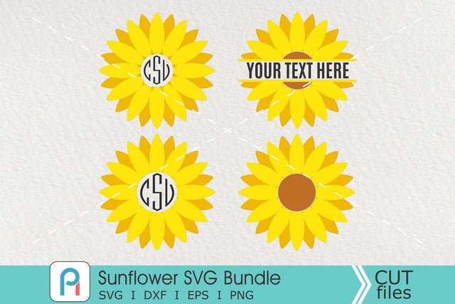 Sunflower Monogram Svg, Sunflower Svg, Sunflower Clipart SVG Pinoyart Kreatib 